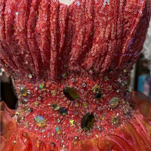 Elegant Pink and Orange Formal Dress - Picture 3 of 6